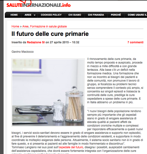 Book Cover: Il futuro delle cure primarie