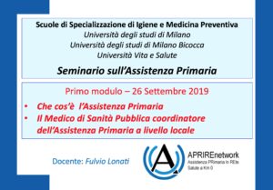 Book Cover: Seminario sull’Assistenza Primaria per Specializzandi in Igiene