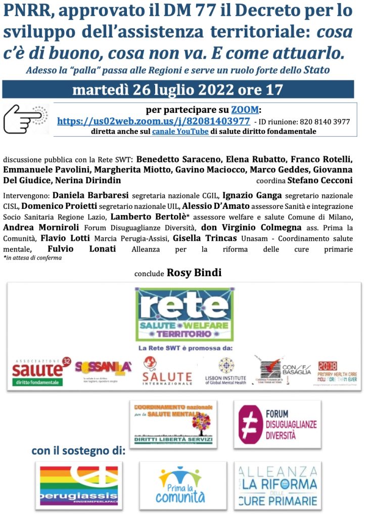 Book Cover: Webinar Rete Salute Welfare Territorio sul DM 77