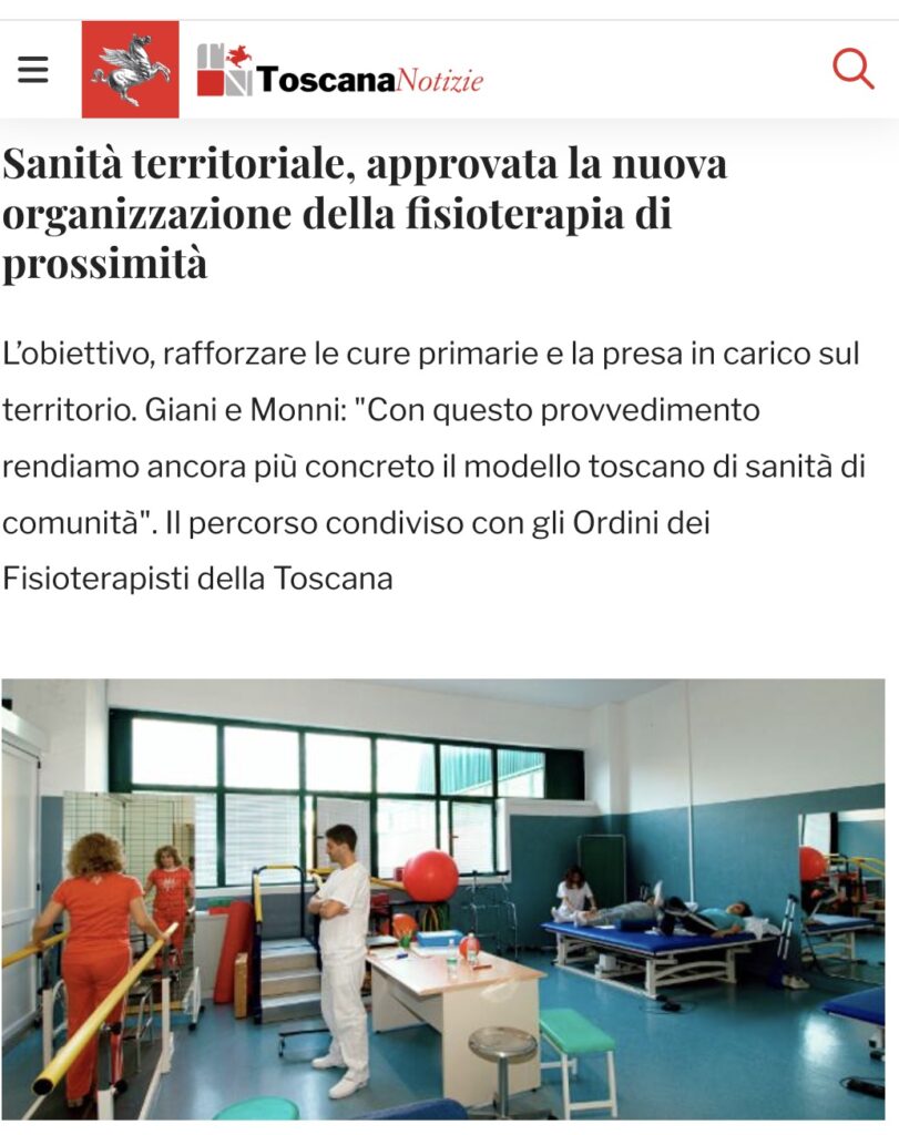 Book Cover: Fisioterapia di prossimità e cure primarie: il nuovo modello toscano